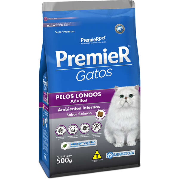 Foto-do-produto-Racao-Premier-Gatos-Adultos-Pelos-Longos-Ambientes-Internos--Salmao-500g-no-pet-shop-online-da-Tudo-de-Bicho