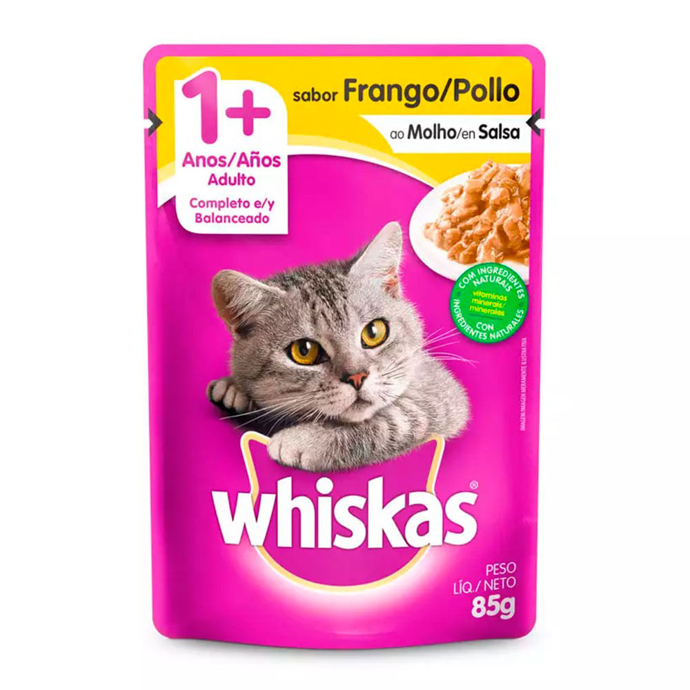 Foto-do-produto-Racao-Umida-Whiskas-Gatos-Adultos-Frango-Sache-85g-no-pet-shop-online-da-Tudo-de-Bicho