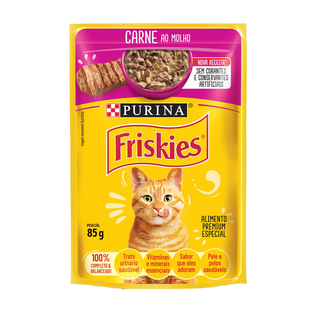 Foto-do-produto-Racao-Umida-Nestle-Purina-Gatos-Friskies-Carne-ao-Molho-Sache-85g-no-pet-shop-online-da-Tudo-de-Bicho