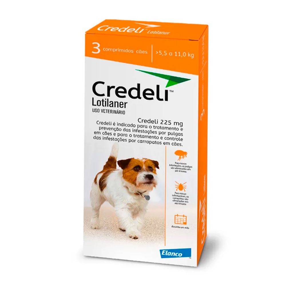 Foto do produto Credeli Antipulgas e Carrapatos Cães 5,5 a 11kg 3 Comprimidos no pet shop online da Tudo de Bicho