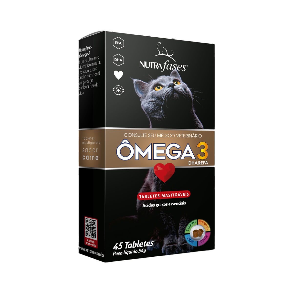 Foto-do-produto-Suplemento-para-Gatos-Omega-3-Nutrafases-45-tabletes-no-pet-shop-online-da-Tudo-de-Bicho