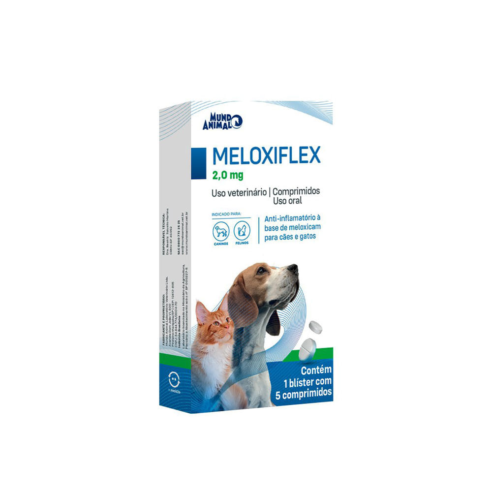 Foto-do-produto-Anti-inflamatorio-para-Caes-e-Gatos-Meloxiflex-Mundo-Animal-20mg-5-Comprimidos-no-pet-shop-online-da-Tudo-de-Bicho