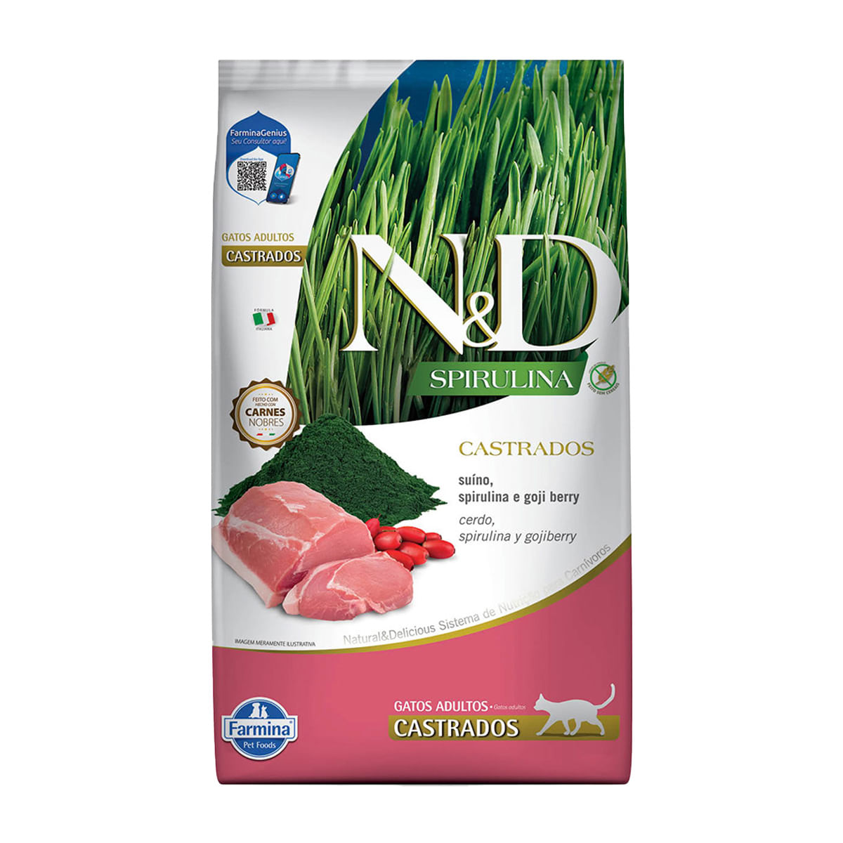 Foto-do-produto-Racao-ND-Spirulina-para-Gatos-Adultos-Castrados-Suino-15kg-no-pet-shop-online-da-Tudo-de-Bicho