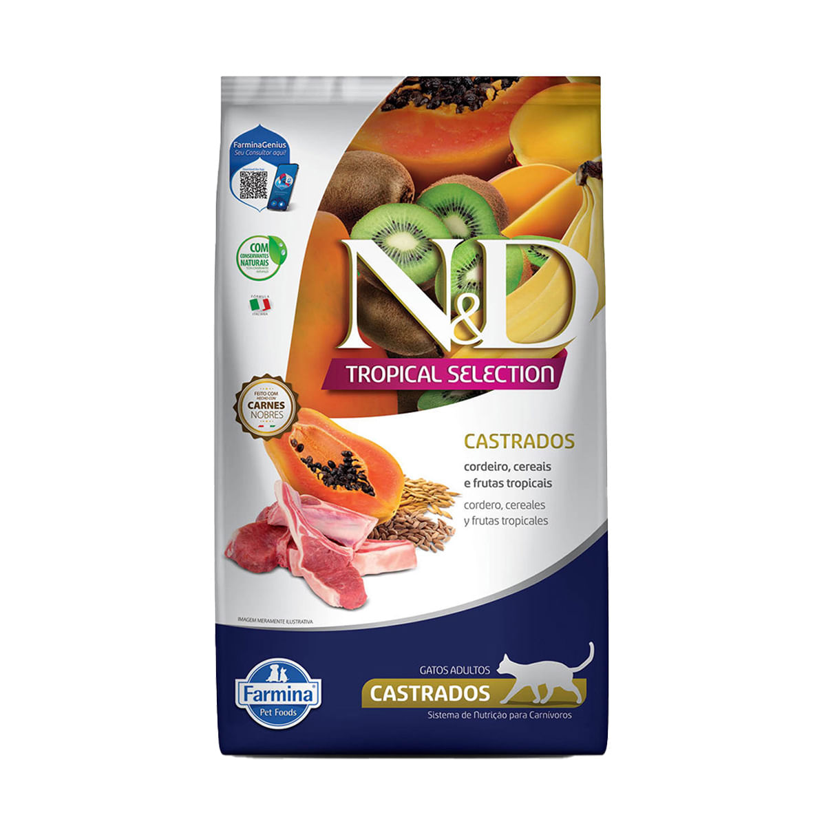 Foto-do-produto-Racao-ND-Tropical-Selection-para-Gatos-Castrados-Cordeiro-400g-no-pet-shop-online-da-Tudo-de-Bicho