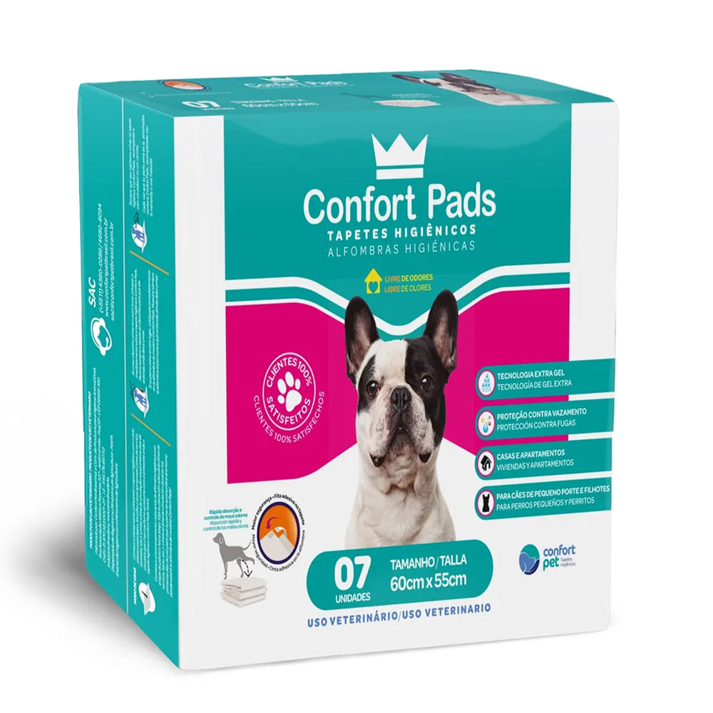 Foto-do-produto-Tapete-Higienico-60x55cm-Confort-Pads-7-Unidades-no-pet-shop-online-da-Tudo-de-Bicho