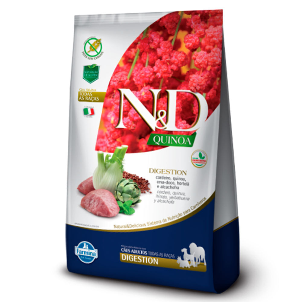 Foto-do-produto-Racao-N-D-Quinoa-Caes-Adultos-Digestion-Cordeiro-800g-no-petshop-online-da-Tudo-de-Bicho