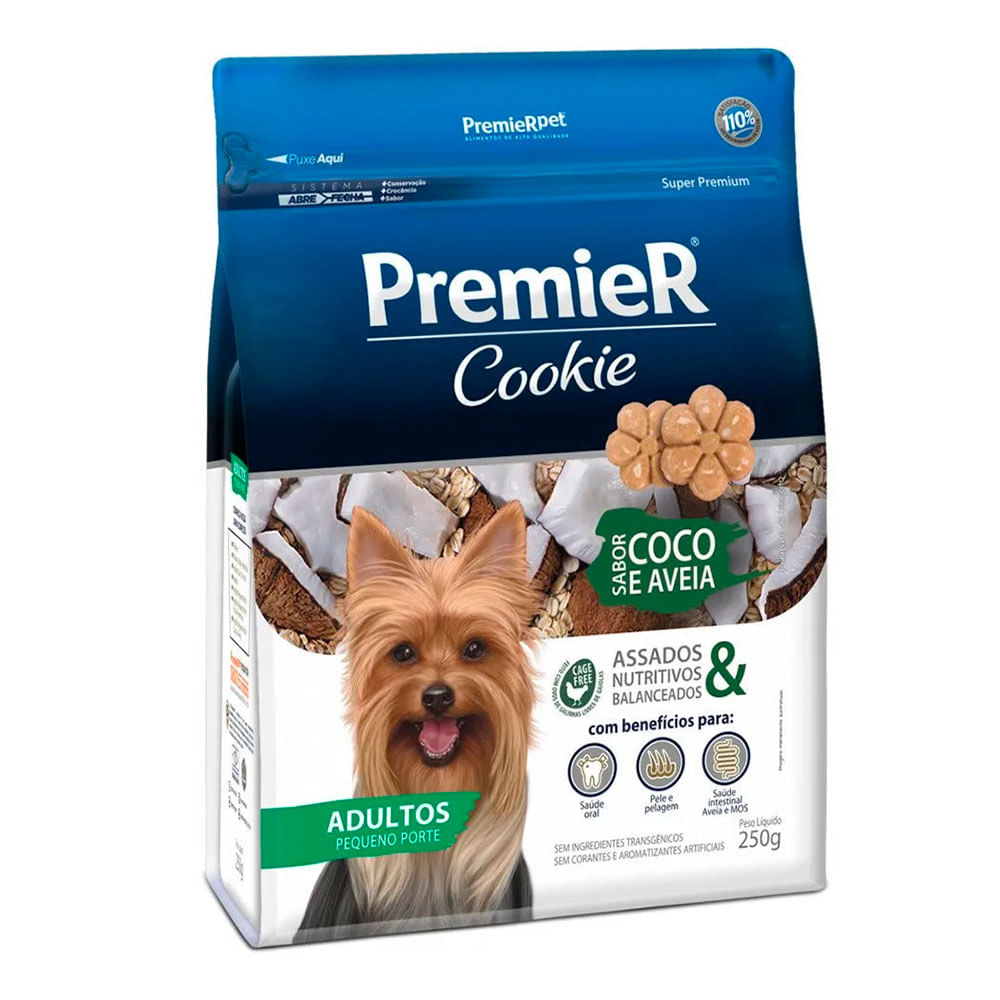 Foto-do-produto-Biscoito-Premier-Cookie-Caes-Adultos-Pequeno-Porte-Coco-E-Aveia-250g-no-petshop-online-da-Tudo-de-Bicho