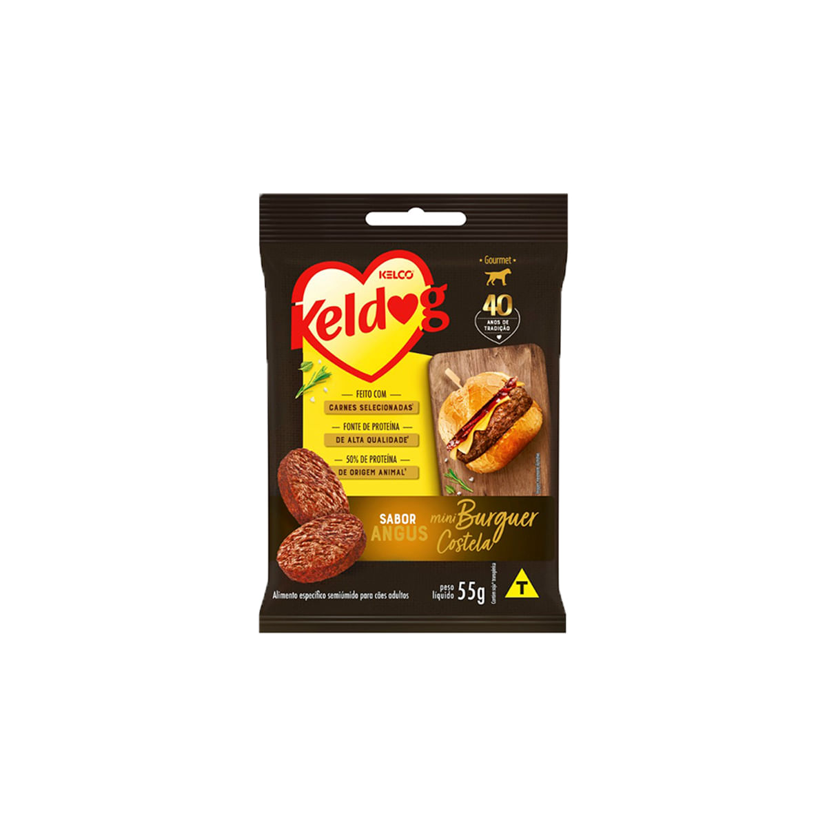 Foto-do-produto-Bifinho-Kelco-Keldog-Mini-Hamburguer-Costela-Angus-55g-no-pet-shop-online-da-Tudo-de-Bicho