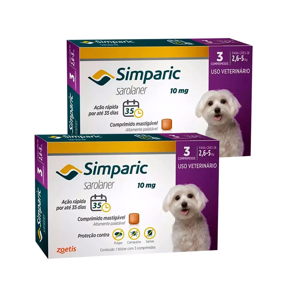 Foto-do-produto-Simparic-Antipulgas-para-Cachorro-26-a-5Kg-com-3-Comprimidos-Combo-2-Caixa-no-pet-shop-online-da-Tudo-de-Bicho