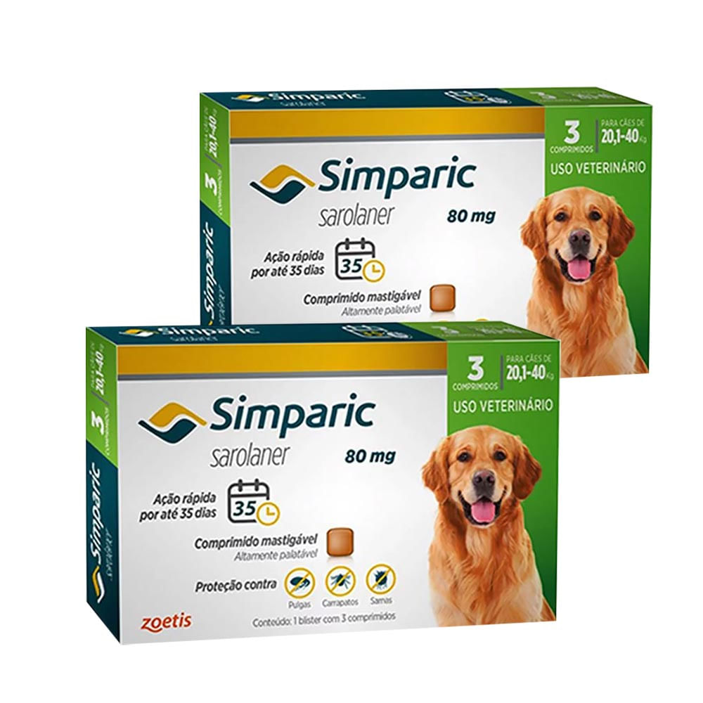 Foto-do-produto-Simparic-Antipulgas-para-Cachorro-201-a-40Kg-com-3-Comprimidos-Combo-2-Caixa-no-pet-shop-online-da-Tudo-de-Bicho