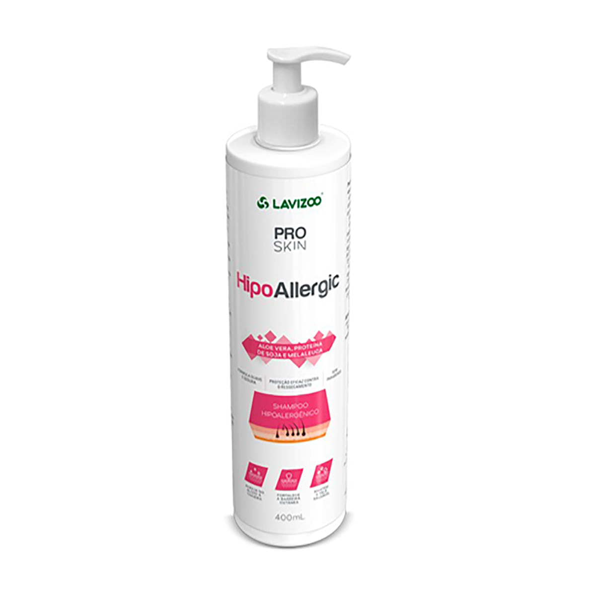 Foto-do-produto-Shampoo-Caes-e-Gatos-Lavizoo-Hipoalergenico-Pro-Skin-Pet-400ml-no-pet-shop-online-da-Tudo-de-Bicho