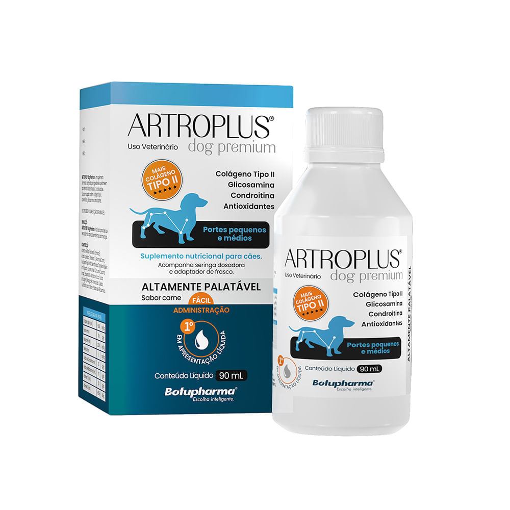 Foto-do-produto-Suplemento-para-Caes-Artroplus-Colageno-Tipo-II-para-Articulacao-Botupharma-90ml-no-pet-shop-online-da-Tudo-de-Bicho