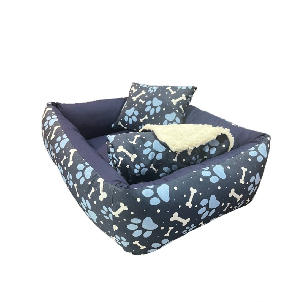 Foto-do-produto-Kit-Cama-Manta-Travesseiro-CamaPet-para-Caes-e-Gatos-Ossinho-Azul-P-no-pet-shop-online-da-Tudo-de-Bicho