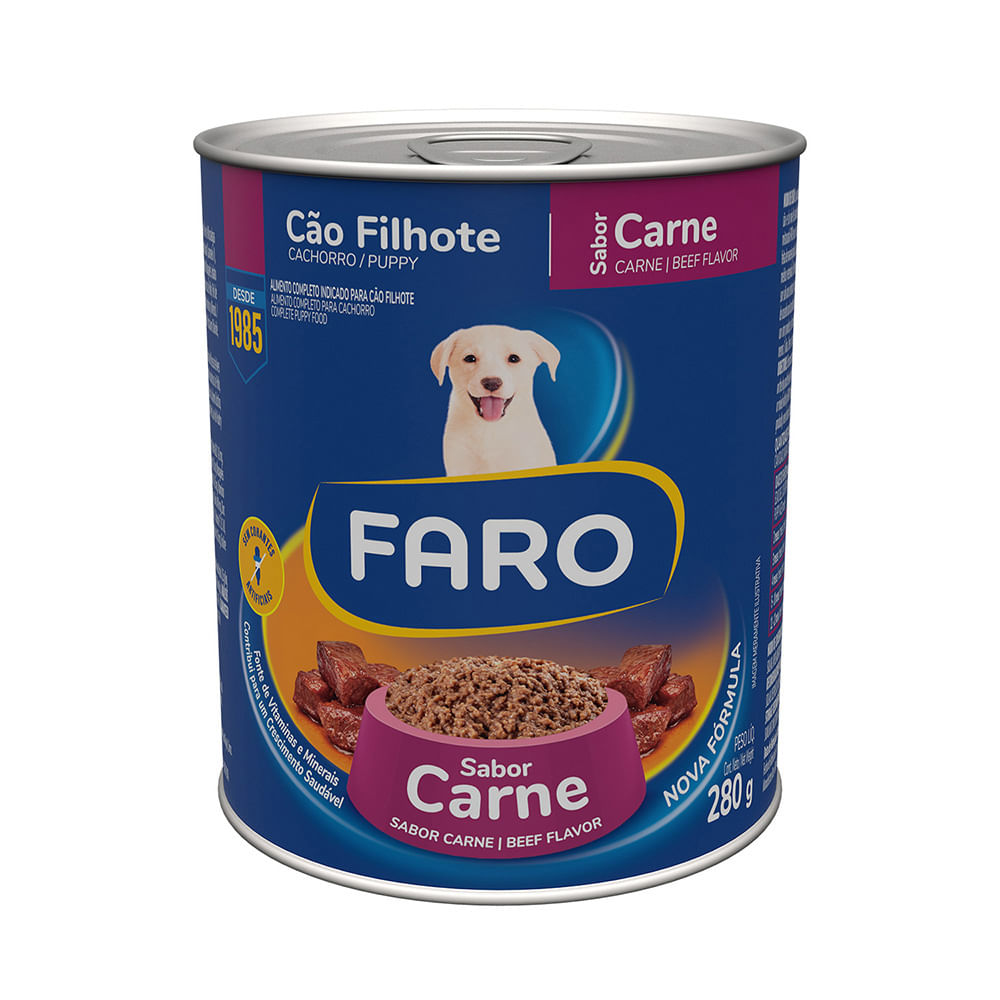 Foto-do-produto-Pate-Faro-para-Caes-Filhotes-Sabor-Carne-Lata-280g-no-pet-shop-online-da-Tudo-de-Bicho