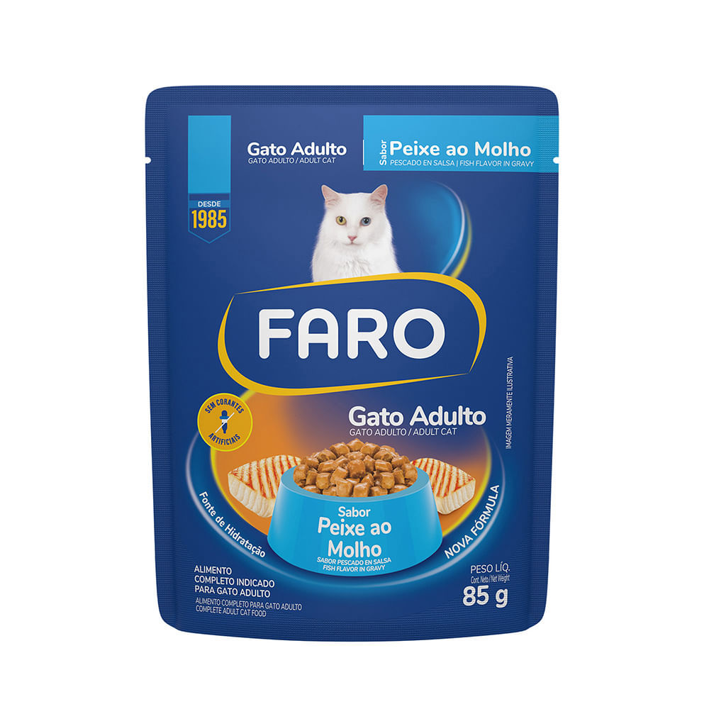 Foto-do-produto-Racao-Umida-Faro-Gatos-Adultos-Sabor-Peixe-Sache-85g-no-pet-shop-online-da-Tudo-de-Bicho