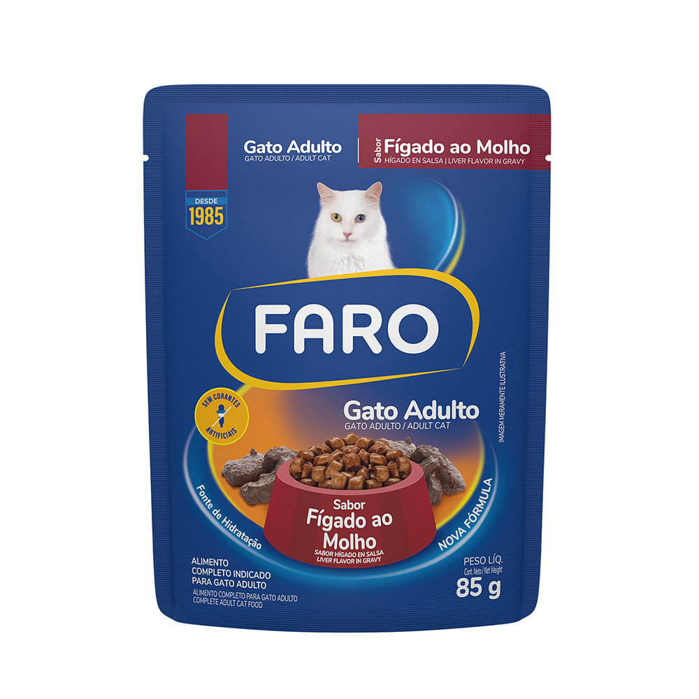 Foto-do-produto-Racao-Umida-Faro-para-Gatos-Adultos-Sabor-Figado-Sache-85g-no-pet-shop-online-da-Tudo-de-Bicho