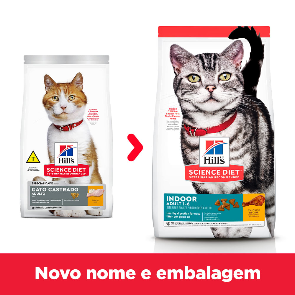 Foto do produto Racao Hills Science Diet Gatos Adultos Indoor 3,17Kg no pet shop online da Tudo de Bicho