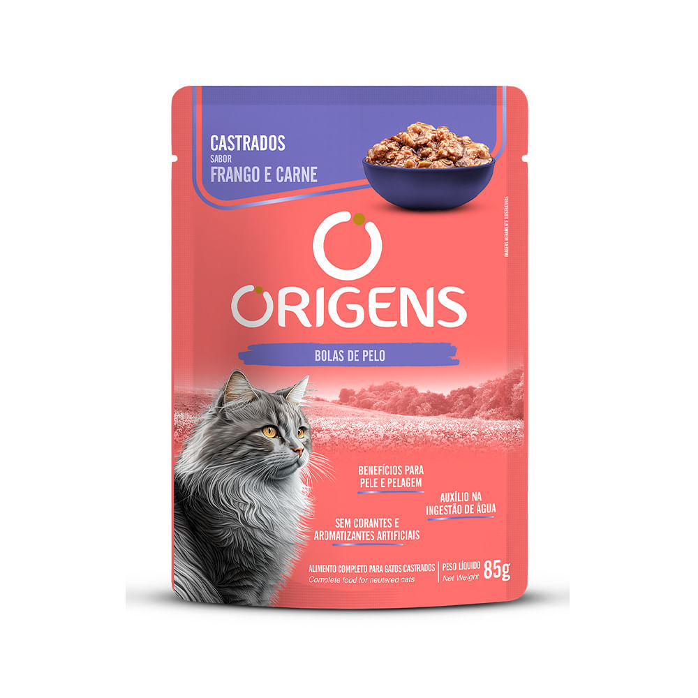 Foto-do-produto-Racao-Umida-Origens-para-Gatos-Castrados-Sabor-Frango-85g-no-pet-shop-online-da-Tudo-de-Bicho