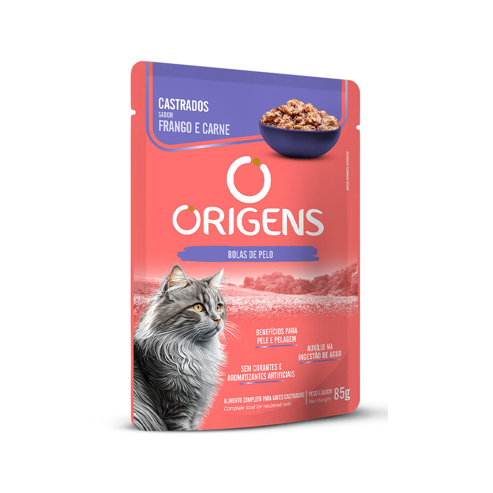 Foto-do-produto-Racao-Umida-Origens-para-Gatos-Castrados-Sabor-Frango-85g-no-pet-shop-online-da-Tudo-de-Bicho